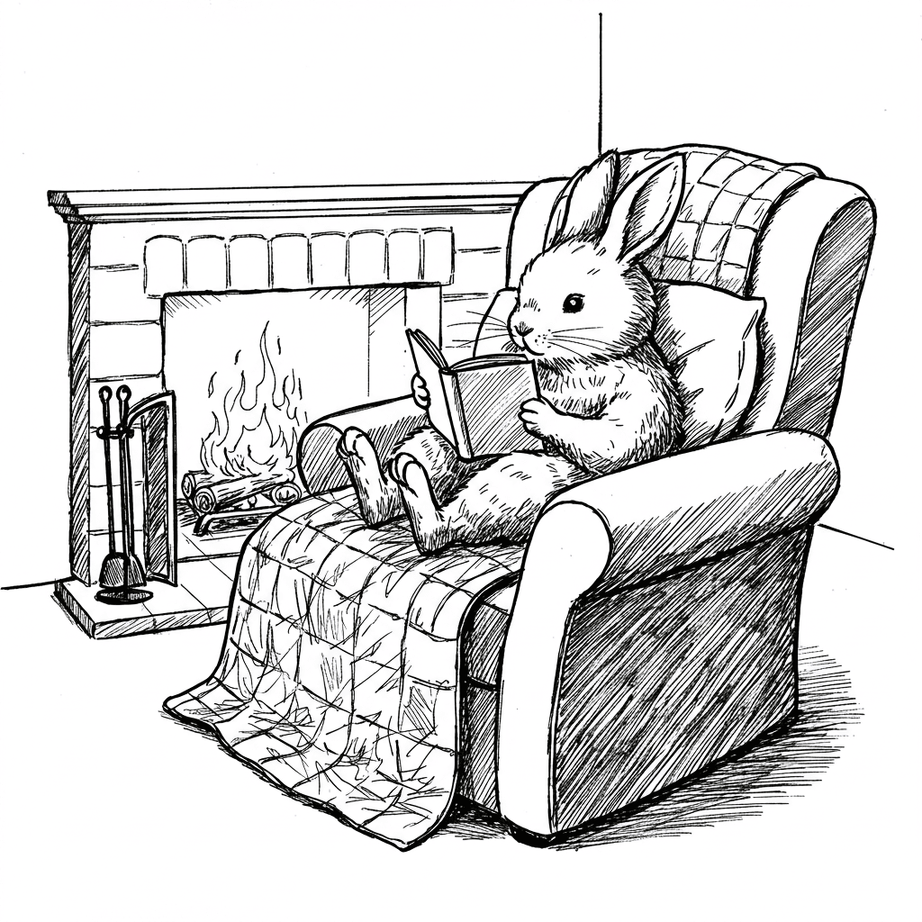 Comfortabele dagen Een ontspannende en creatieve kleurplaat van Comfortabele dagen voor jong en oud.