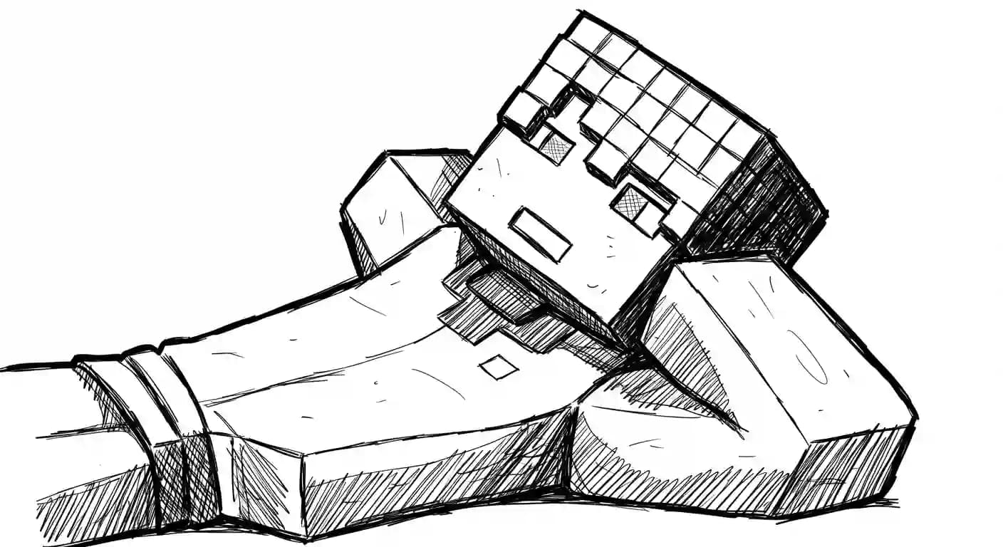 Minecraft Kleurplaat van Minecraft met bekende figuren en avontuurlijke elementen om zelf in te kleuren.
