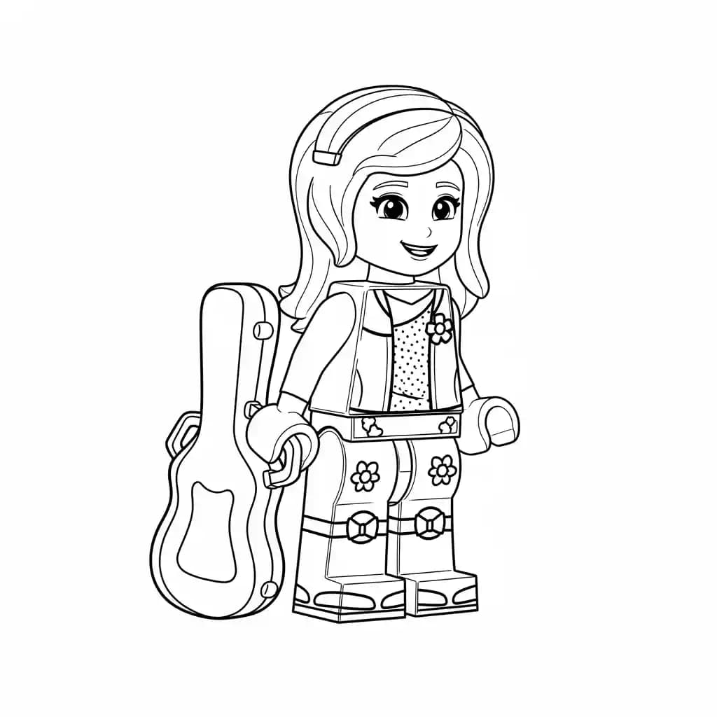 Lego Friends Leuke Lego Friends kleurplaat met vrolijke personages om zelf creatief in te kleuren.