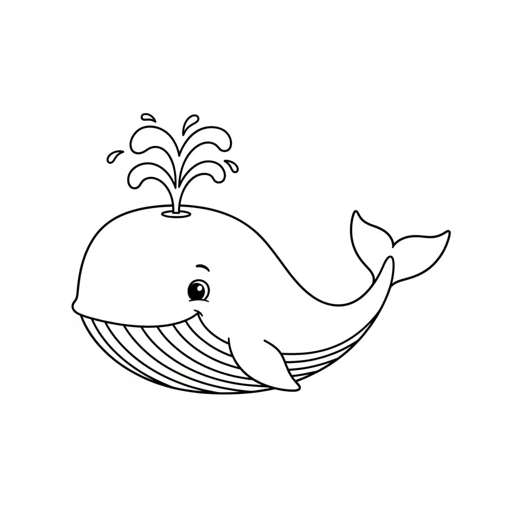 Walvis Kleurplaat van een Walvis die kinderen en volwassenen creatief kunnen inkleuren.