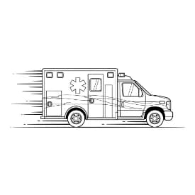 Ambulance Kleurplaat Zwart-witte tekening van een ambulance om gratis te downloaden en in te kleuren.