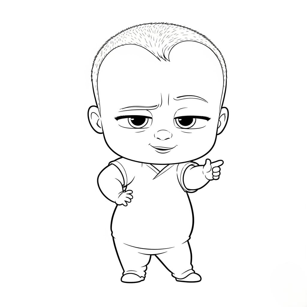 Boss Baby Kleurplaat Zwart-witte kleurplaat van Boss Baby, klaar om in te kleuren door kinderen en volwassenen.