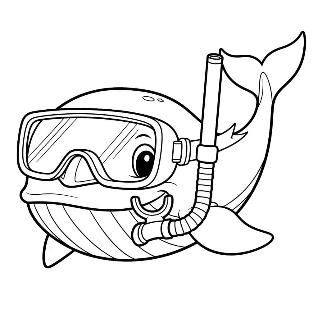 Walvis Kleurplaat van een Walvis die kinderen en volwassenen creatief kunnen inkleuren.