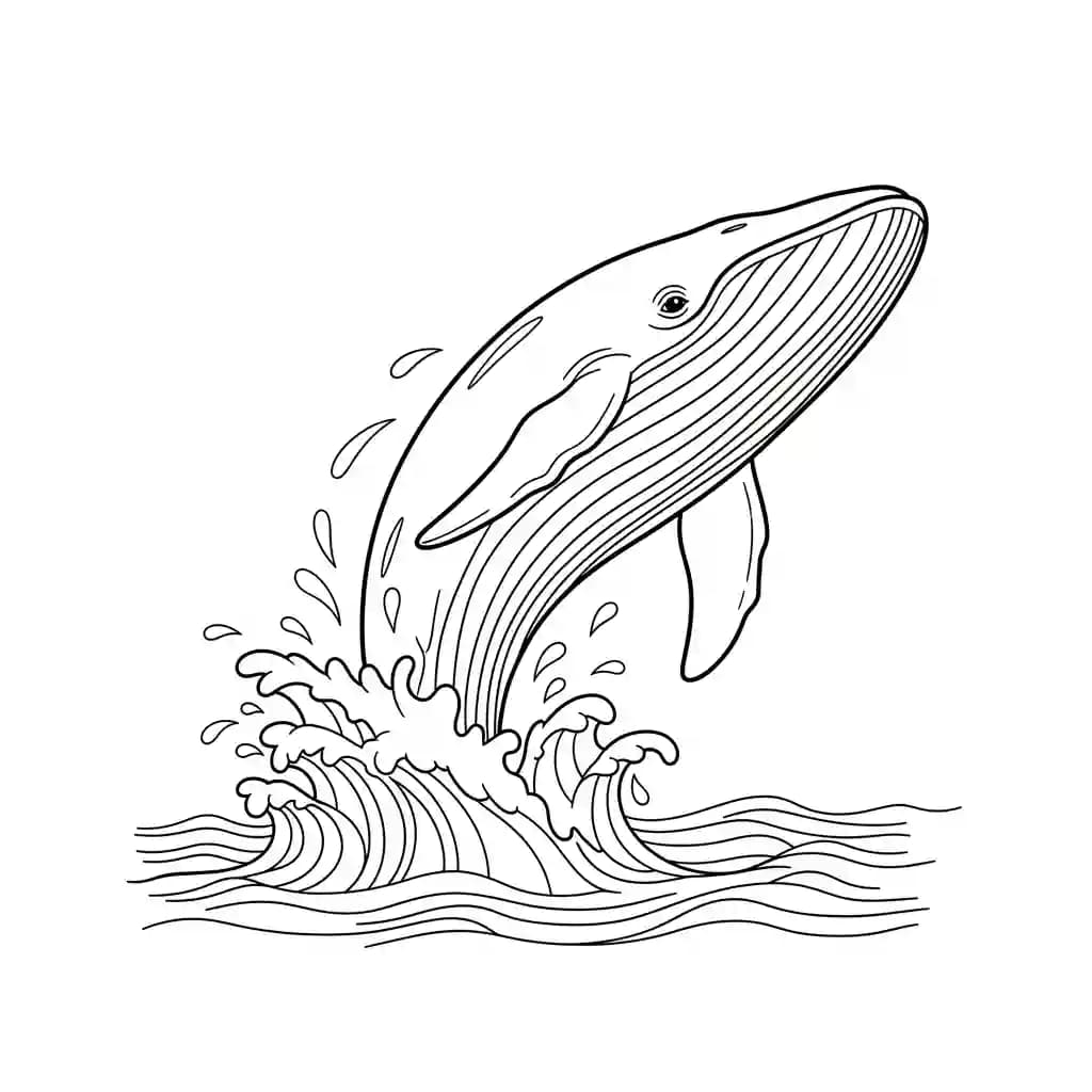 Walvis Kleurplaat van een Walvis die kinderen en volwassenen creatief kunnen inkleuren.