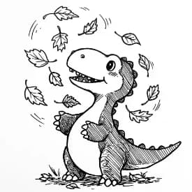 Dinosaurus Een vrolijke dinosaurus tekening klaar om zelf in te kleuren.