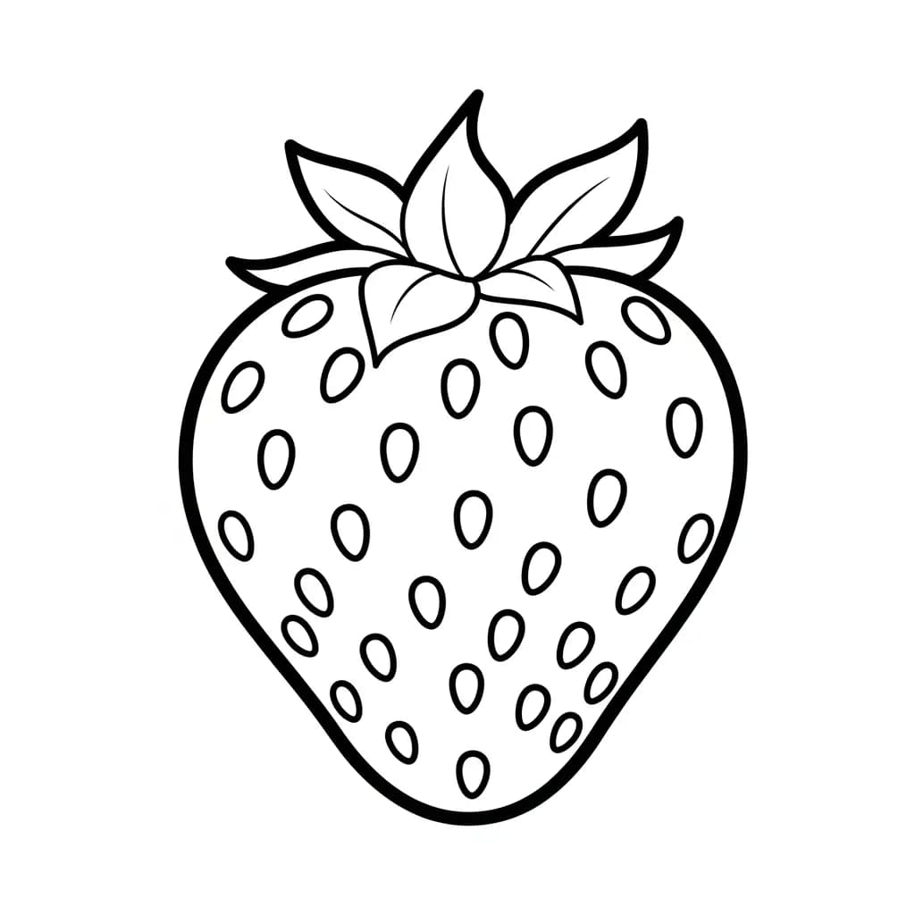 Aardbeienkleurplaat schets kleurplaat van een grote aardbei met duidelijke contouren om in te kleuren