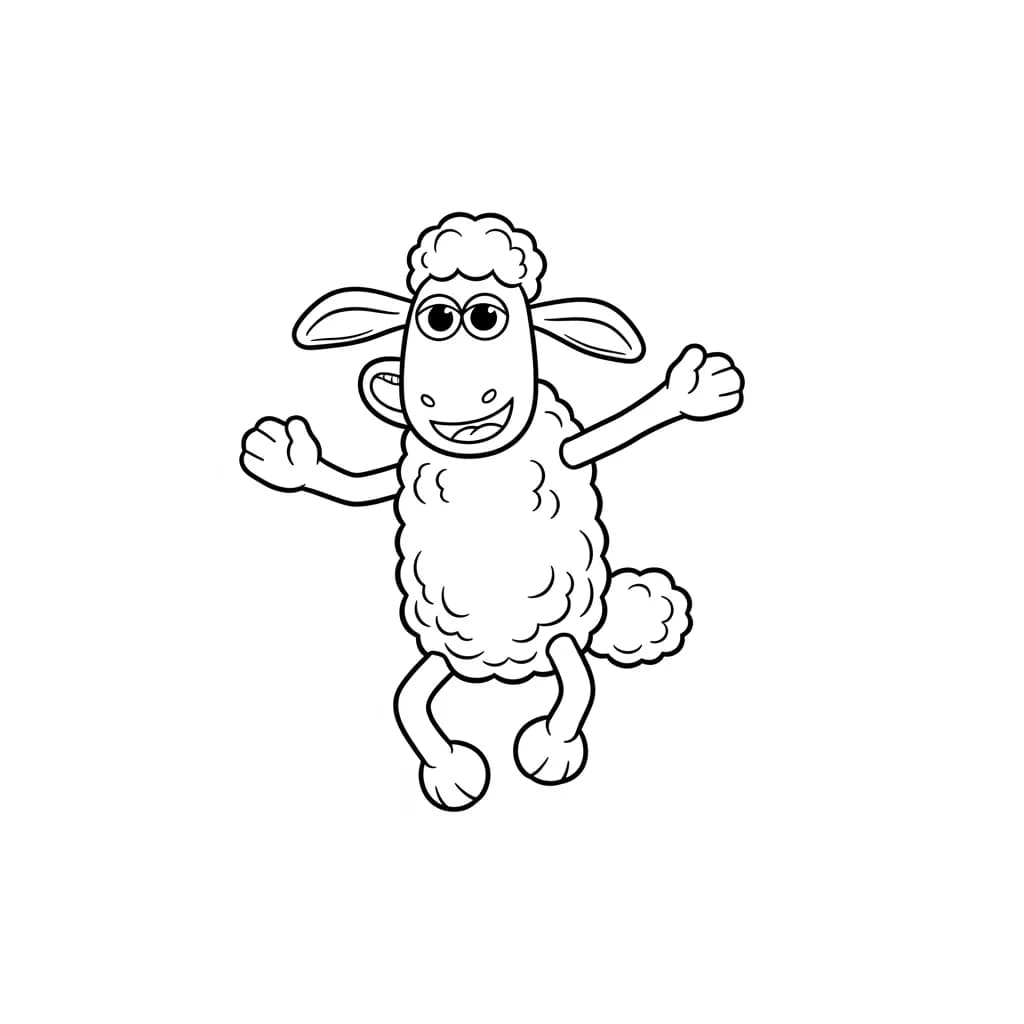 Shaun the Sheep Kleurplaat van Shaun the Sheep met een vrolijk en creatief thema om in te kleuren.
