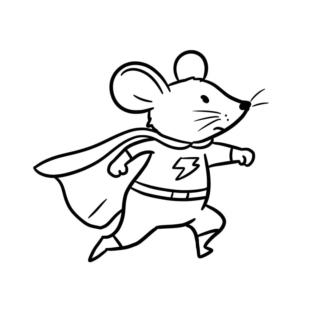 Muis Kleurplaat van een schattige muis die ideaal is om in te kleuren door kinderen en volwassenen.