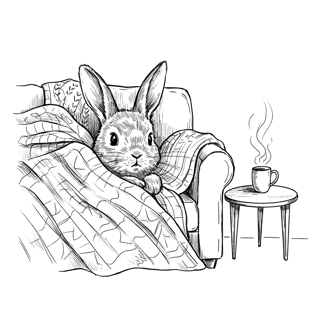 Comfortabele dagen Een ontspannende en creatieve kleurplaat van Comfortabele dagen voor jong en oud.