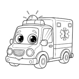 Ambulance Kleurplaat Zwart-witte tekening van een ambulance om gratis te downloaden en in te kleuren.
