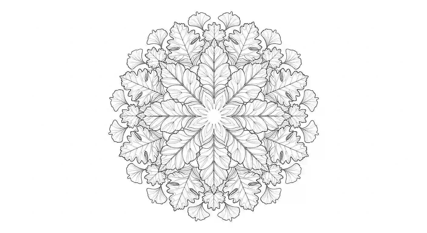 Mandala Mooie Mandala kleurplaat met symmetrische vormen om in te kleuren.