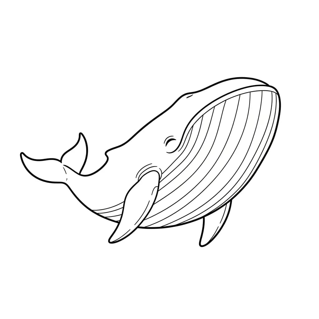 Walvis Kleurplaat van een Walvis die kinderen en volwassenen creatief kunnen inkleuren.