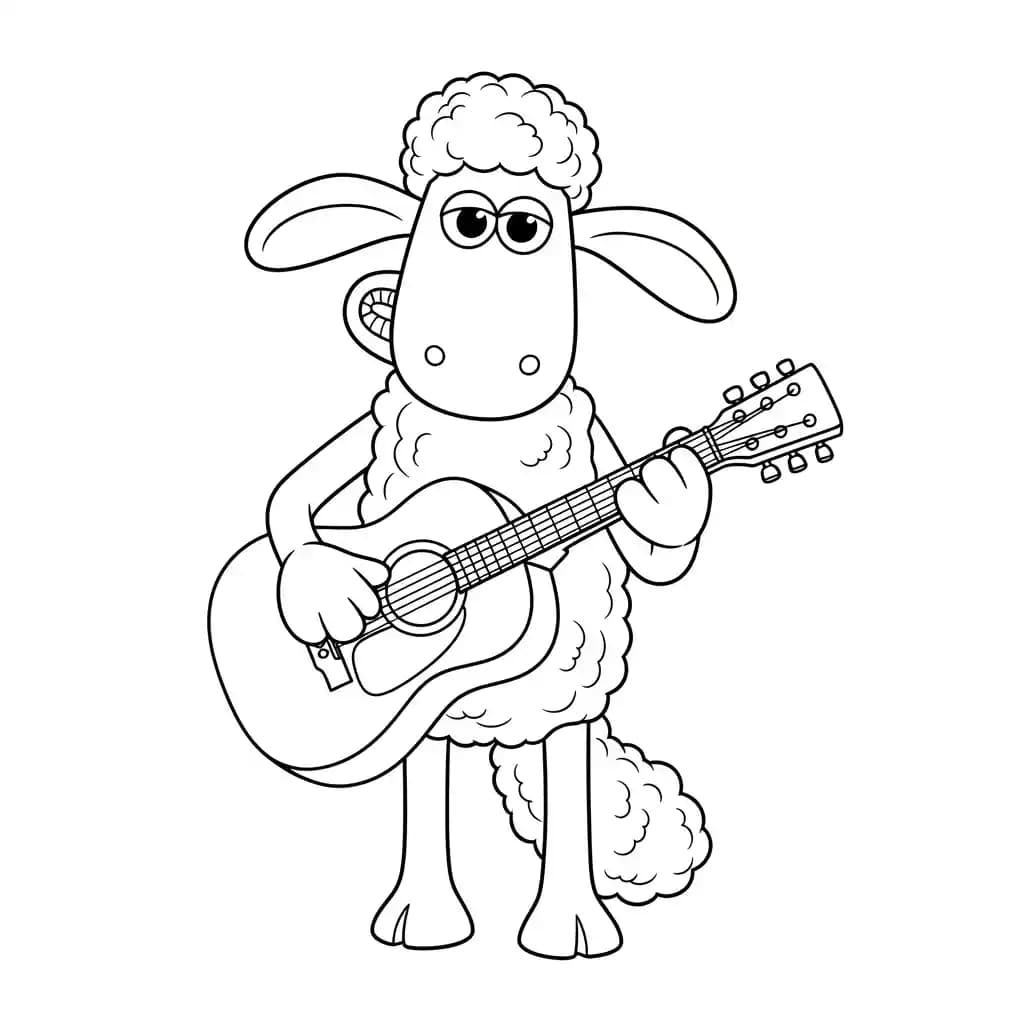 Shaun the Sheep Kleurplaat van Shaun the Sheep met een vrolijk en creatief thema om in te kleuren.