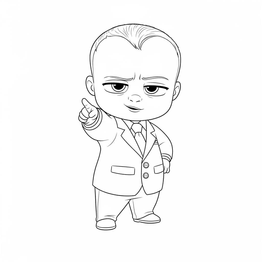 Boss Baby Leuke zwart-wit tekening van Boss Baby om zelf in te kleuren.