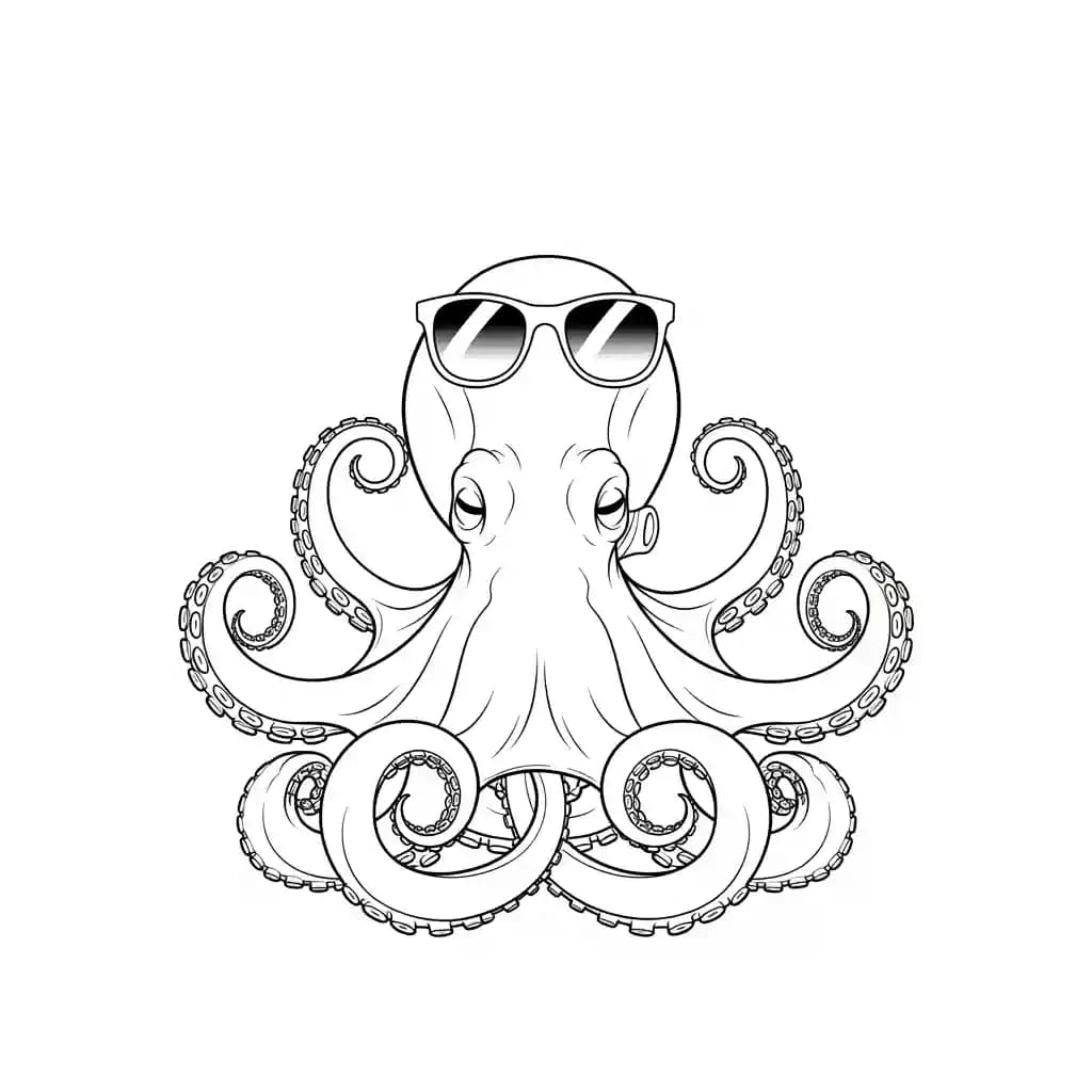 Octopus Kleurplaat van een vriendelijke Octopus die uitnodigt tot creatief inkleuren.
