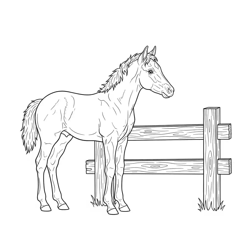Paard Kleurplaat van een paard die eenvoudig te printen en in te kleuren is.