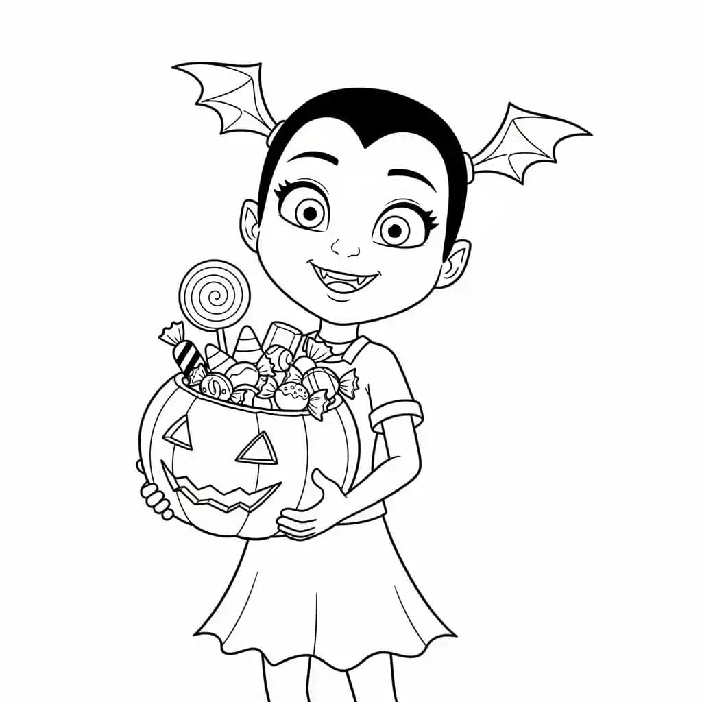Vampirina Kleurplaat van Vampirina met een vrolijk en speels thema om in te kleuren.