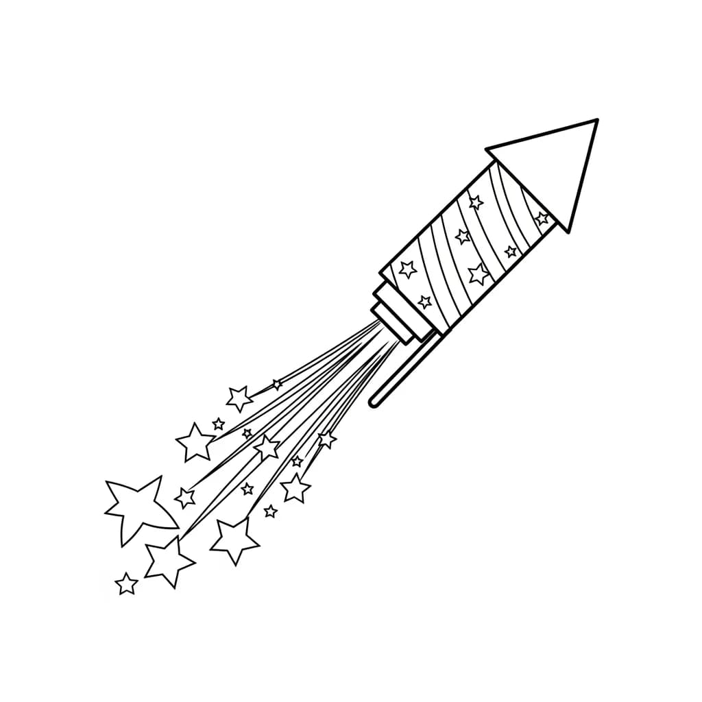 Vuurwerk Kleurplaat van een levendig vuurwerk met sprankelende lijnen en vormen.