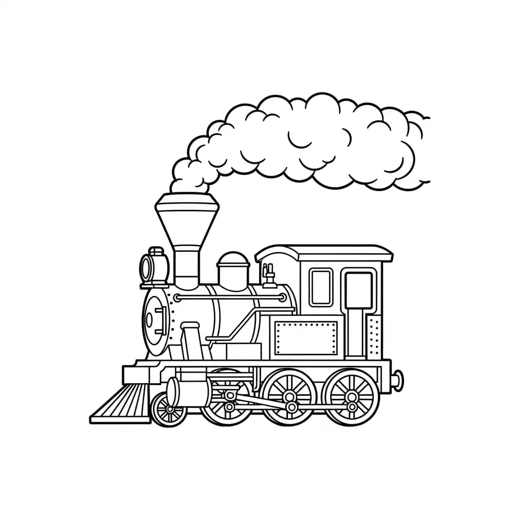 Trein Kleurplaat van een trein met een leuk en creatief ontwerp om zelf in te kleuren.