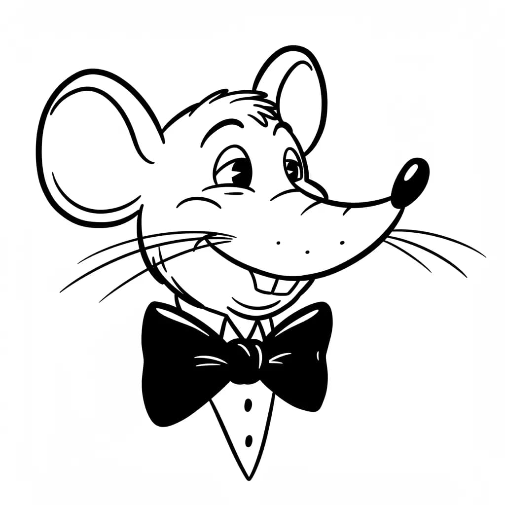 Muis Kleurplaat van een schattige muis die ideaal is om in te kleuren door kinderen en volwassenen.