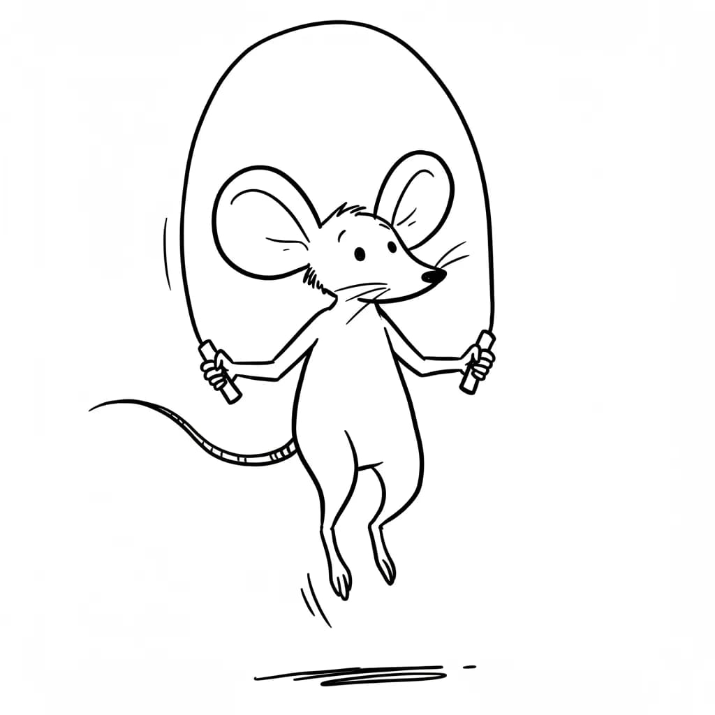 Muis Kleurplaat van een schattige muis die ideaal is om in te kleuren door kinderen en volwassenen.