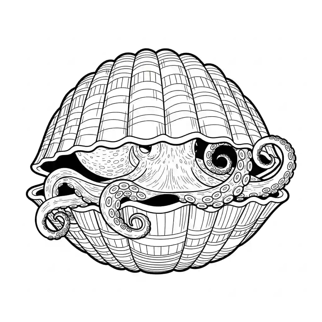 Octopus Kleurplaat van een vriendelijke Octopus die uitnodigt tot creatief inkleuren.