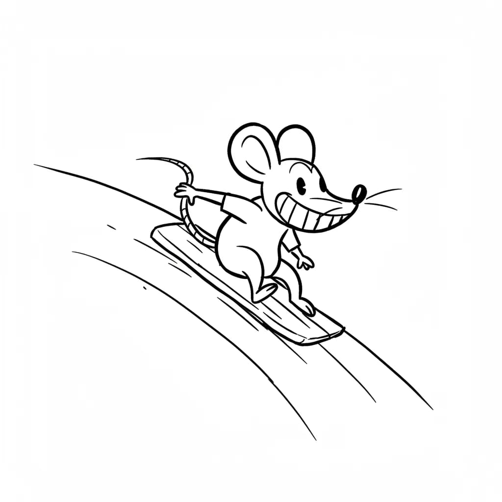 Muis Kleurplaat van een schattige muis die ideaal is om in te kleuren door kinderen en volwassenen.