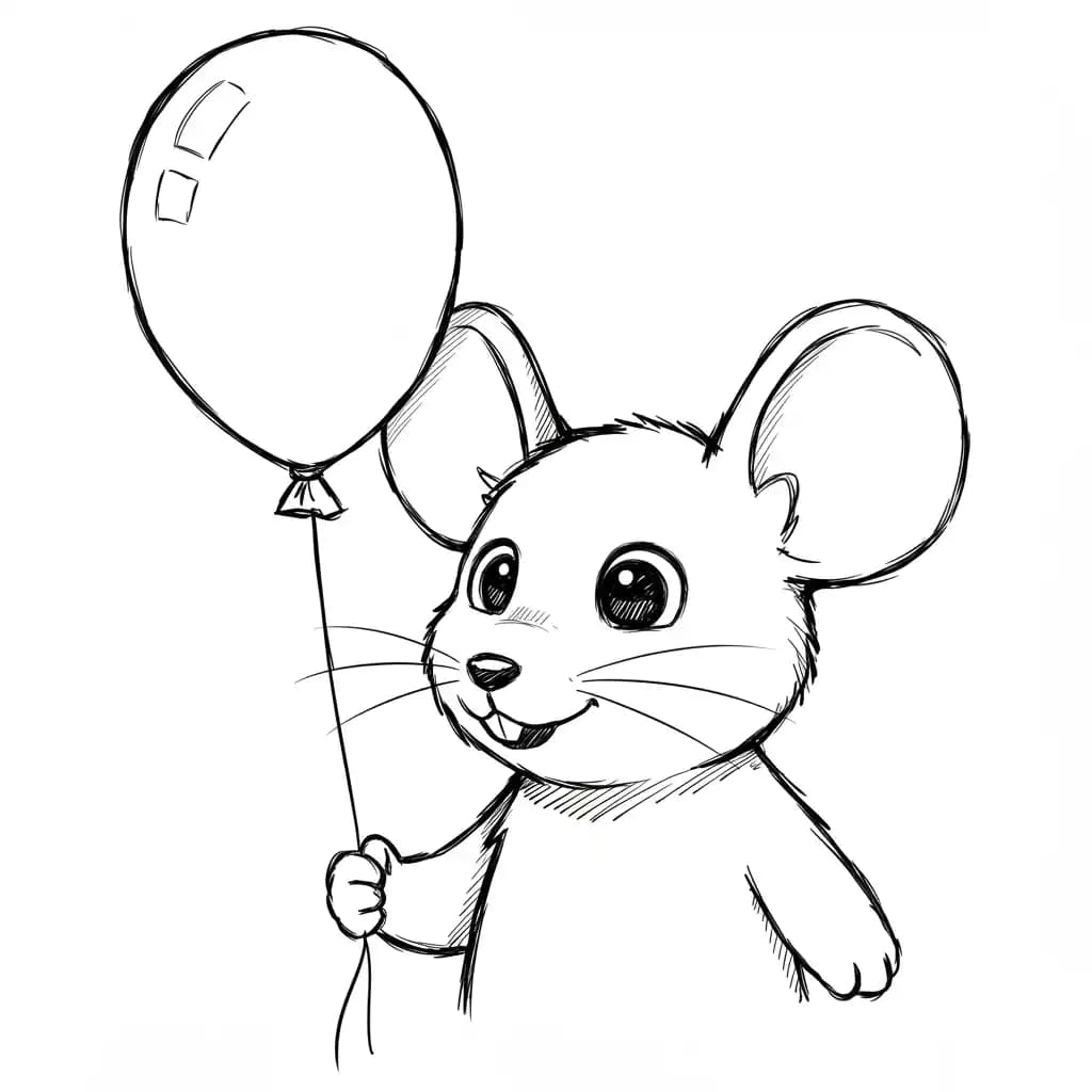 Muis Kleurplaat van een schattige muis die ideaal is om in te kleuren door kinderen en volwassenen.