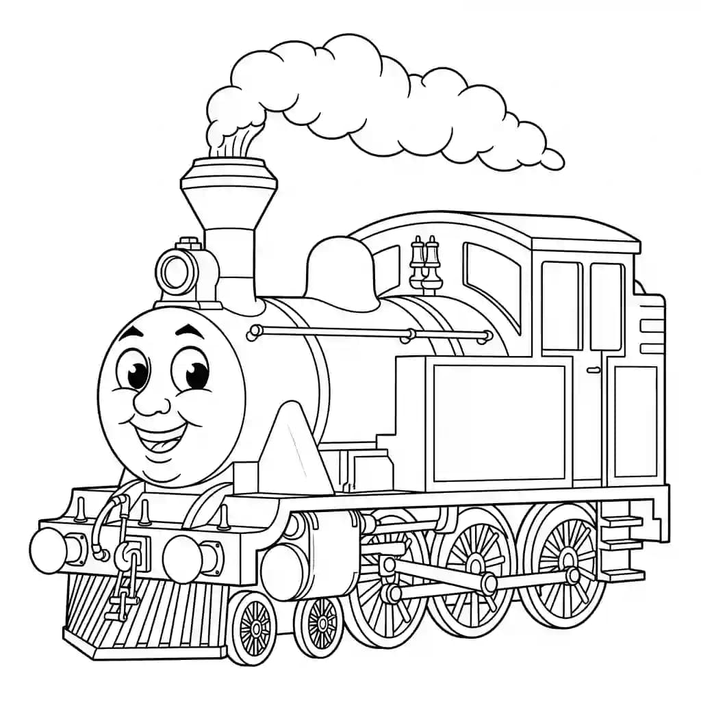 Trein Kleurplaat van een trein met een leuk en creatief ontwerp om zelf in te kleuren.