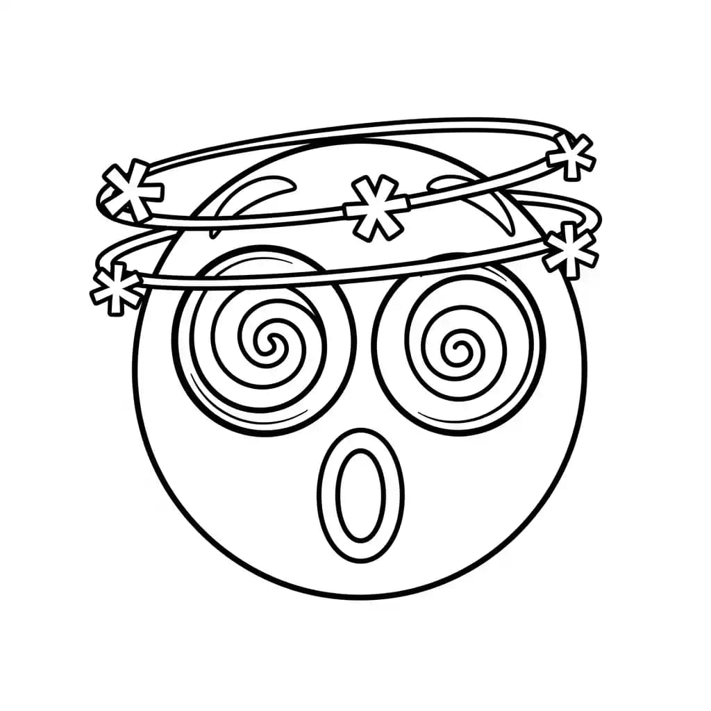 Emoji Zwart-witte kleurplaat van een eenvoudige Emoji-tekening om in te kleuren.