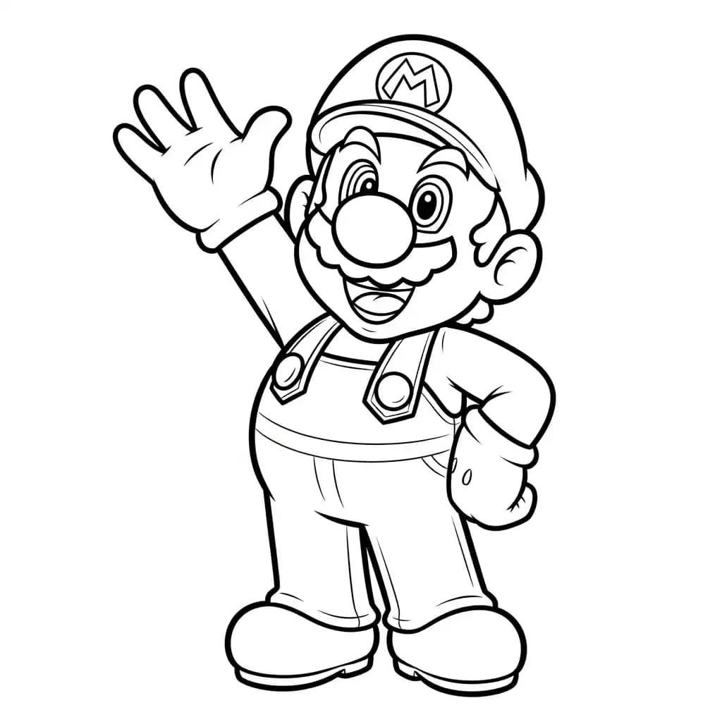 Mario Leuke kleurplaat van Mario om gratis te printen en creatief in te kleuren.