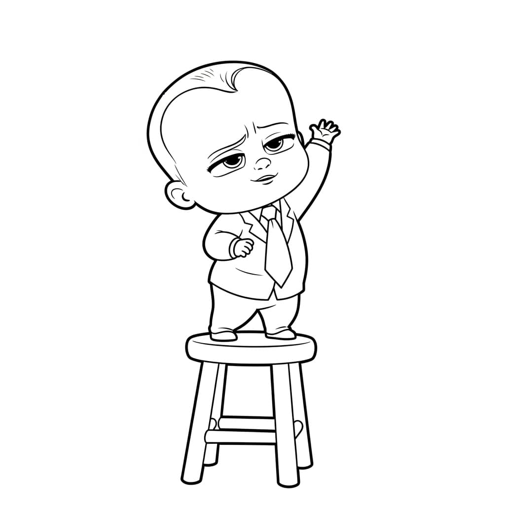 Boss Baby Leuke zwart-wit tekening van Boss Baby om zelf in te kleuren.