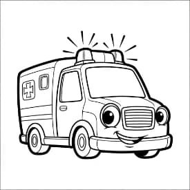 Ambulance Kleurplaat Zwart-witte tekening van een ambulance om gratis te downloaden en in te kleuren.