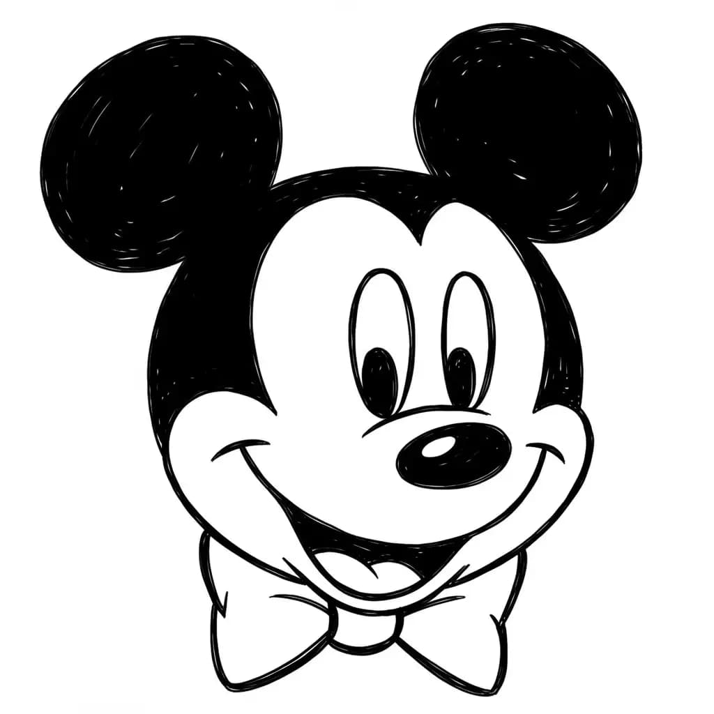 Mickey Mouse Kleurplaat van Mickey Mouse met een vrolijk en klassiek thema om in te kleuren.