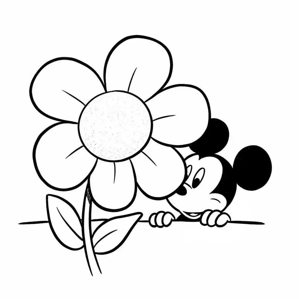 Mickey Mouse Kleurplaat van Mickey Mouse met een vrolijk en klassiek thema om in te kleuren.