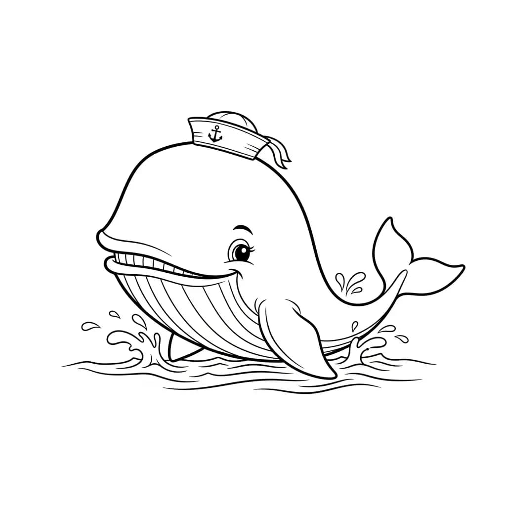 Walvis Kleurplaat van een Walvis die kinderen en volwassenen creatief kunnen inkleuren.
