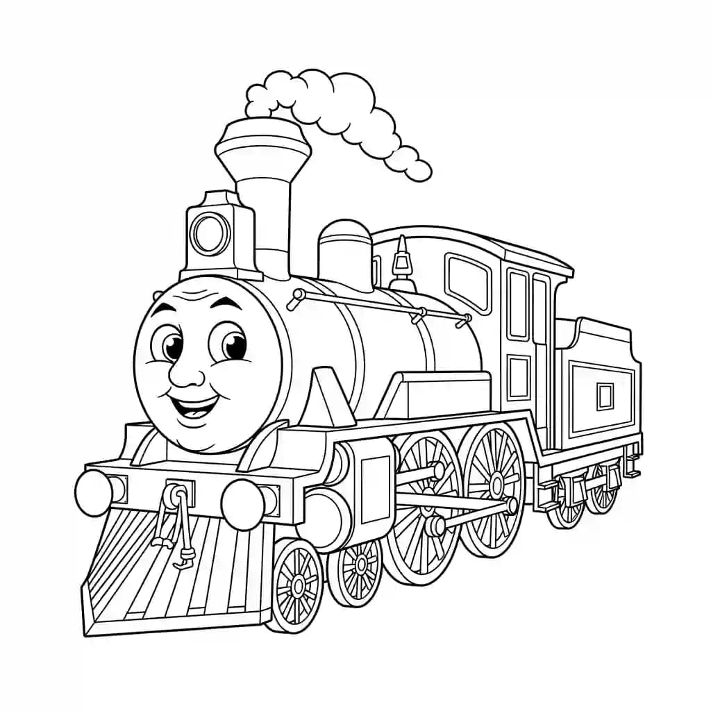 Trein Kleurplaat van een trein met een leuk en creatief ontwerp om zelf in te kleuren.