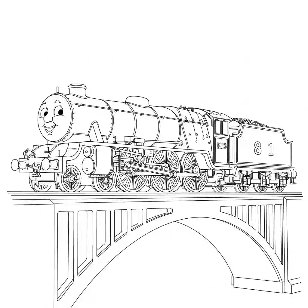 Thomas en vrienden Kleurplaat van Thomas en vrienden met een vrolijk en speels thema om in te kleuren.