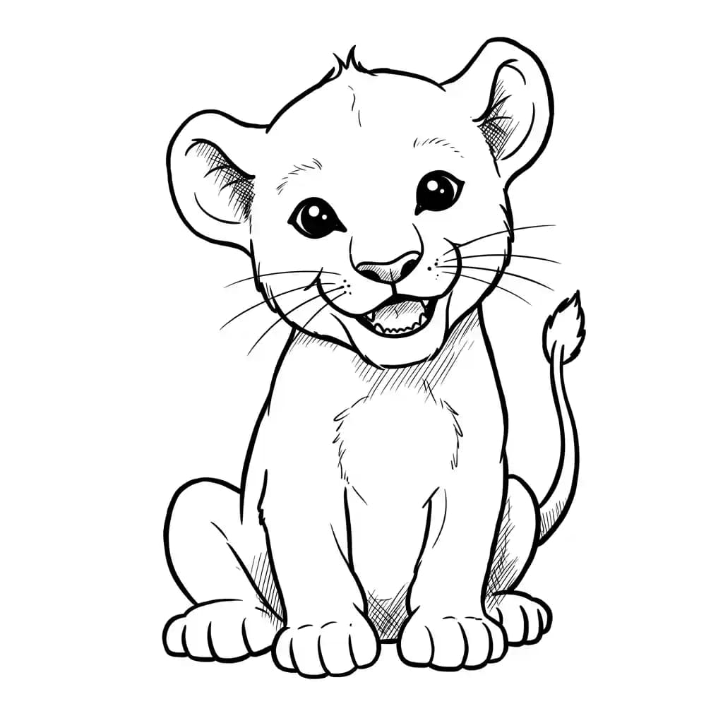 Lion King Gratis kleurplaat van Lion King met vrolijke savannefiguren om in te kleuren.