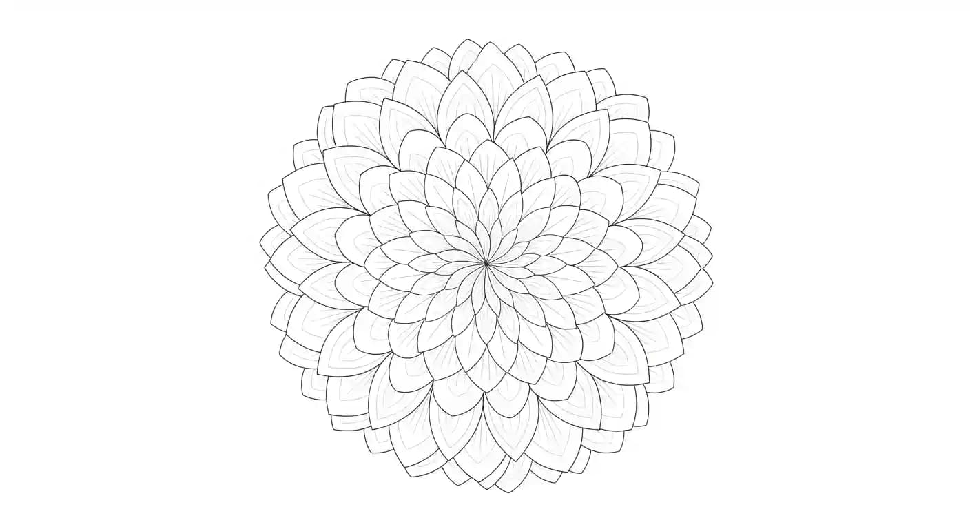 Mandala Mandala kleurplaat met rustige vormen en symmetrische patronen om in te kleuren.