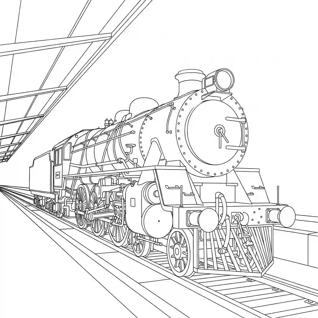Trein Kleurplaat van een trein met een leuk en creatief ontwerp om zelf in te kleuren.