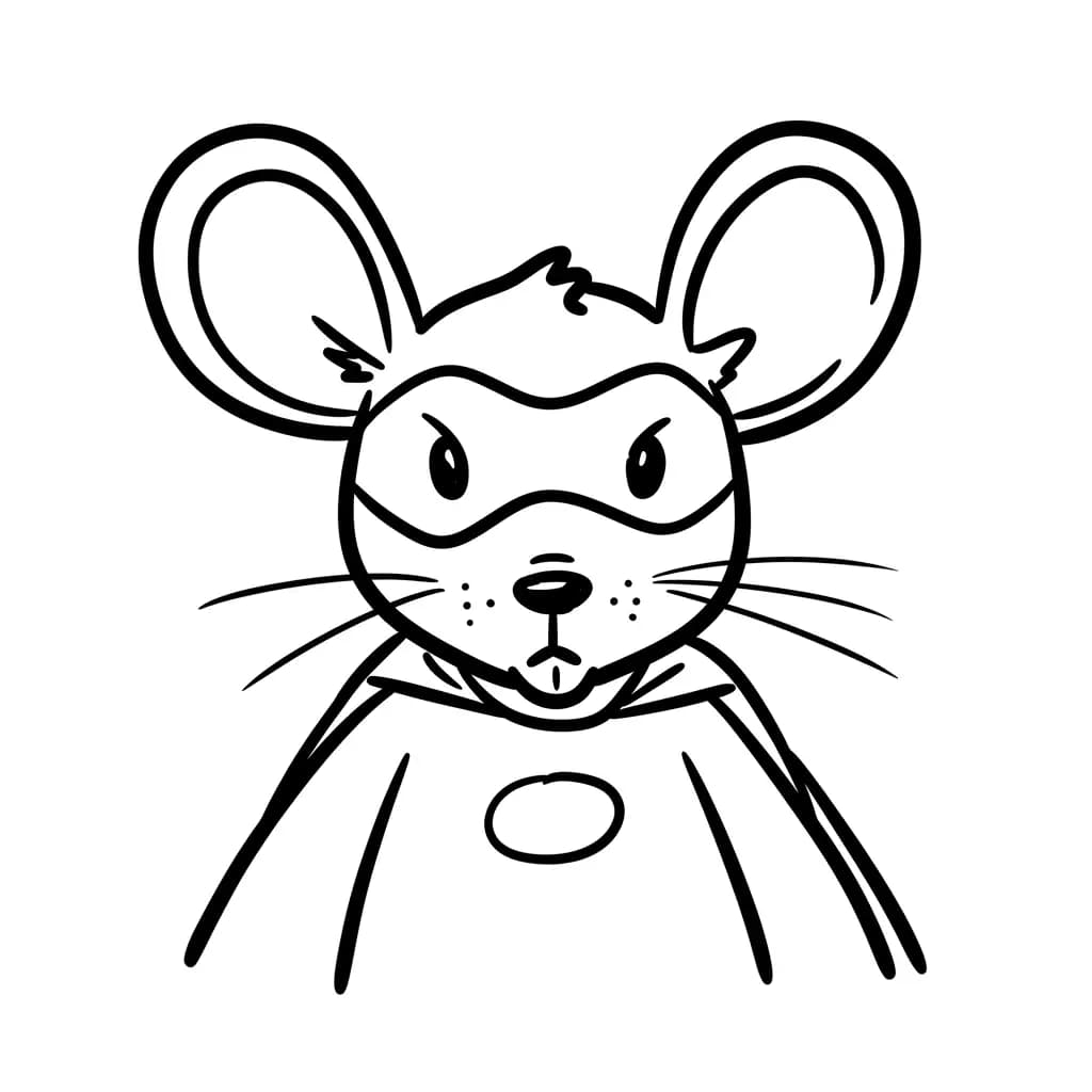 Muis Kleurplaat van een schattige muis die ideaal is om in te kleuren door kinderen en volwassenen.