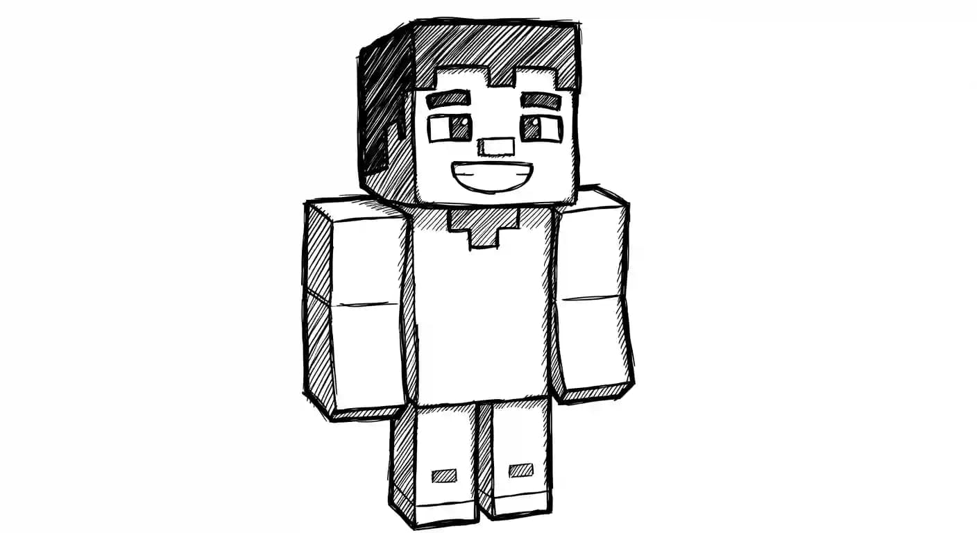 Minecraft Kleurplaat van Minecraft met bekende figuren en avontuurlijke elementen om zelf in te kleuren.