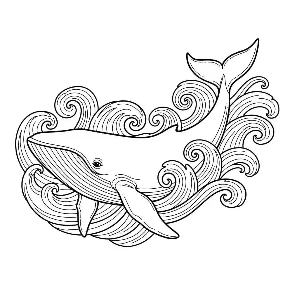Walvis Kleurplaat van een Walvis die kinderen en volwassenen creatief kunnen inkleuren.