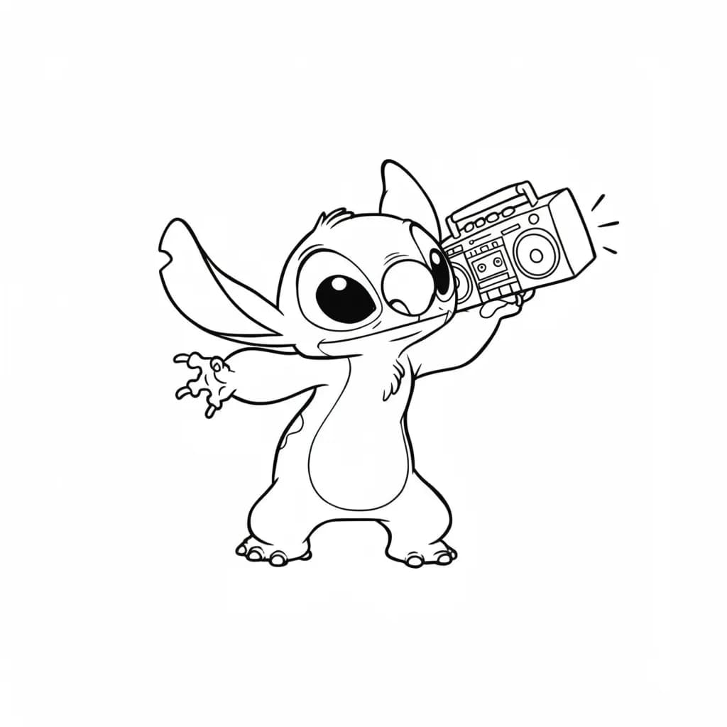 Stitch Kleurplaat van stitch om in te kleuren en gratis te printen