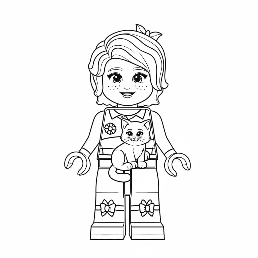 Lego Friends Kleurplaat van Lego Friends met vrolijke personages en creatieve details om in te kleuren.