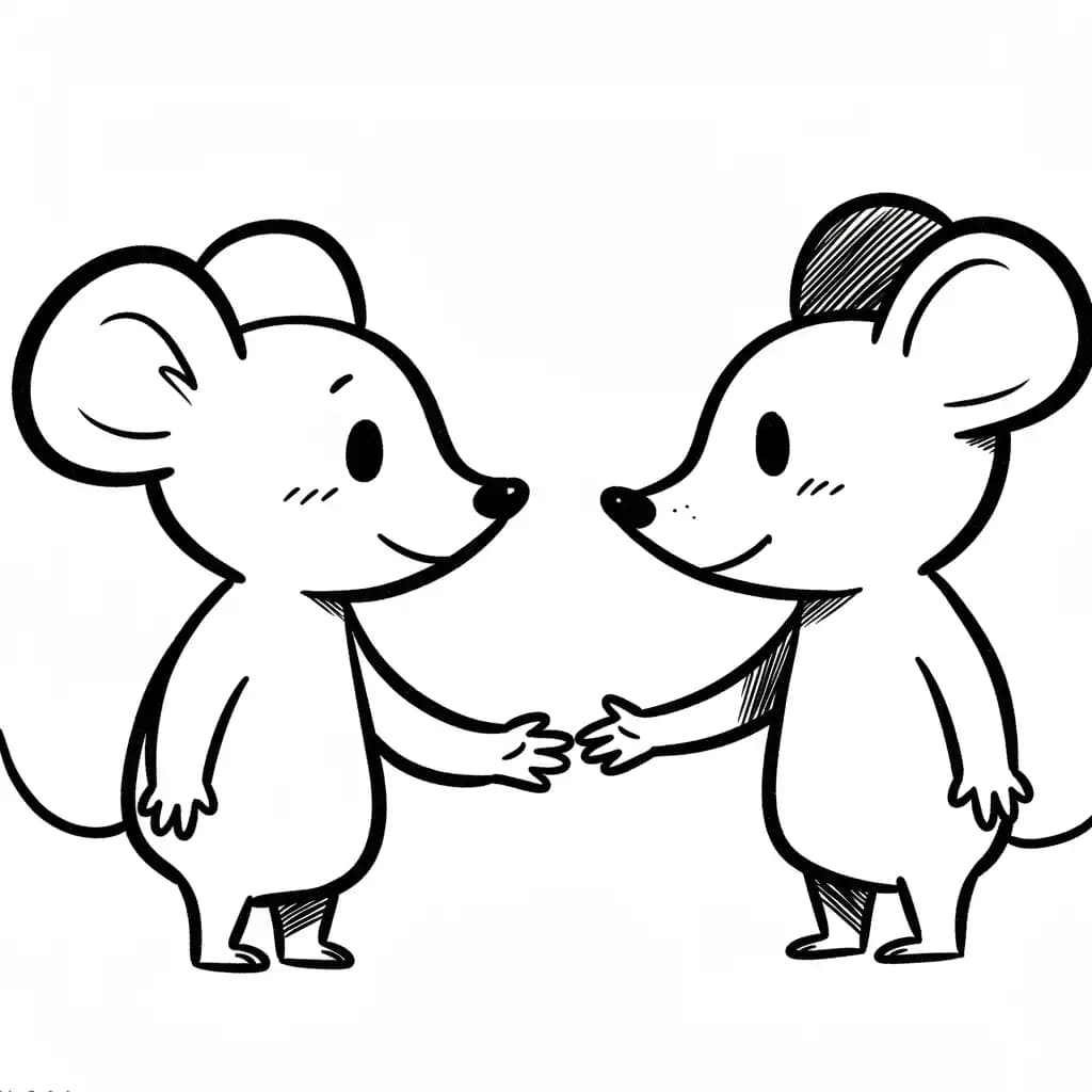Muis Kleurplaat van een schattige muis die ideaal is om in te kleuren door kinderen en volwassenen.