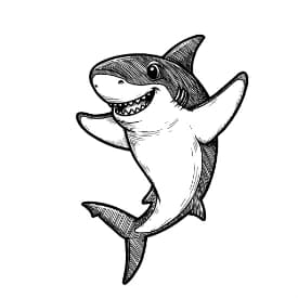 Haai Kleurplaat Zwart-witte kleurplaat van een Haai om zelf in te kleuren.