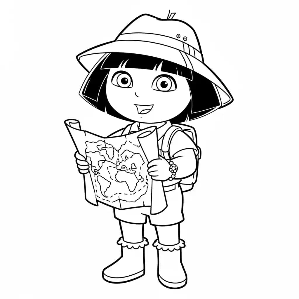 Dora Kleurplaat van Dora die eenvoudig te downloaden en in te kleuren is.