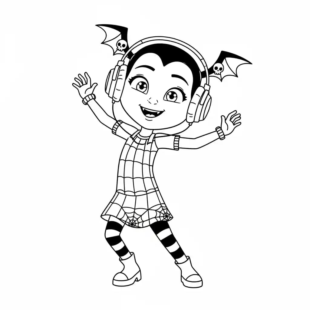 Vampirina Kleurplaat van Vampirina met een vrolijk en speels thema om in te kleuren.